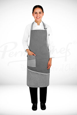 MANDIL DE PETO RAYAS COLOR GRIS MARCA PERMACHEF (P R O D U C T O - D E - T E M P O R A D A)
