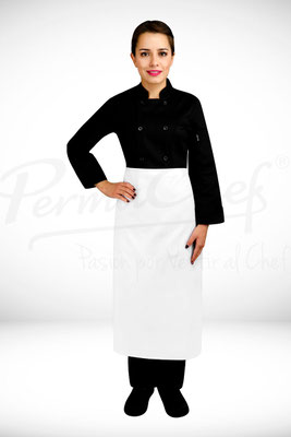 MANDIL SENCILLO CON PRETINA COLOR BLANCO MARCA PERMACHEF