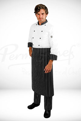 MANDIL SENCILLO CON PRETINA RAYAS MARCA PERMACHEF