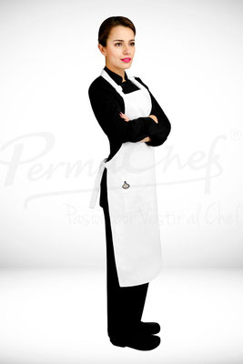 MANDIL CON PETO COLOR BLANCO MARCA PERMACHEF