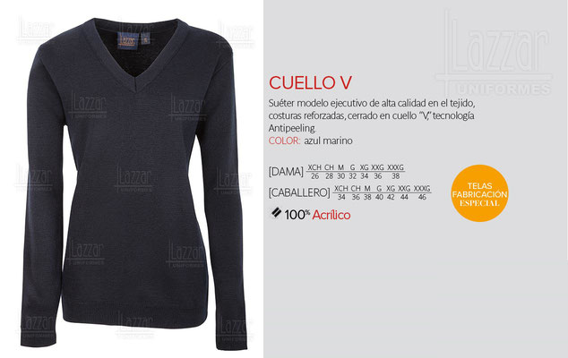 SUETER CUELLO V COLOR MARINO MARCA LAZZAR