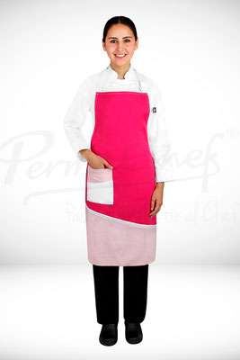 MANDIL DE PETO RAYAS COLOR ROSA MARCA PERMACHEF (P R O D U C T O - D E - T E M P O R A D A)