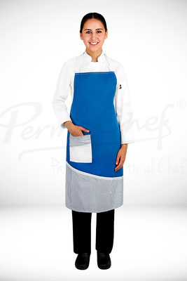 MANDIL DE PETO RAYAS COLOR AZUL MARCA PERMACHEF (P R O D U C T O - D E - T E M P O R A D A)