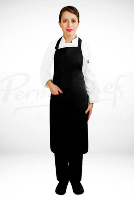 MANDIL CON PETO COLOR NEGRO MARCA PERMACHEF