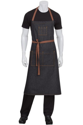 AB036-BLK MANDIL DE PETO DE MEZCLILLA OSCURA AJUSTABLE MARCA CHEFWORKS 