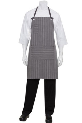 AB028-DGY MANDIL DE PETO RAYAS CON TEXTURA COLOR GRIS MARCA CHEFWORKS