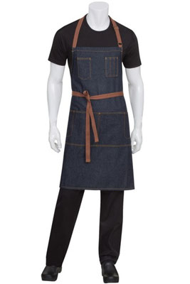 AB035IBL MANDIL DE PETO MEZCLILLA AZULADA MARCA CHEFWORKS