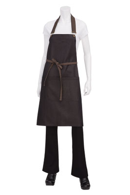 ABWT051BNB MANDIL BOULDER DE PETO CON TIRANTES DE HEBILLA COLOR CAFE MARCA CHEFWORKS 