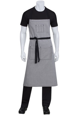 AB038BLK MANDIL DE PETO DE MEZCLILLA GRIS CON NEGRO MARCA CHEFWORKS