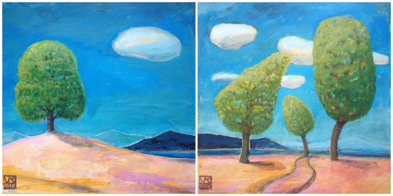 Bäume (für Anna), 2015, Acryl auf Leinwand, 2 x 60x60