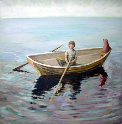 Kind und Katze, 2009, Acryl auf Leinwand 80x80
