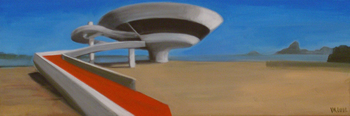 Rio de Janeiro 2 (Museu Niterói), 2001, Acryl auf Leinwand 30x100
