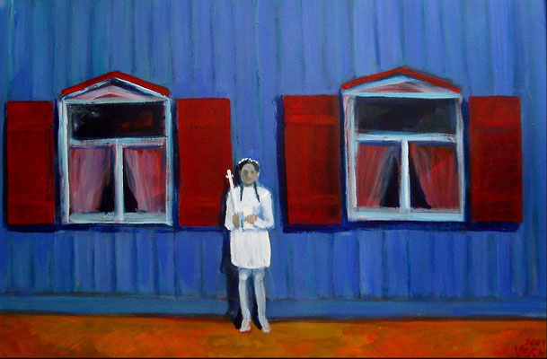 Erstkommunion 1, 2000, Acryl auf Leinwand 80x100
