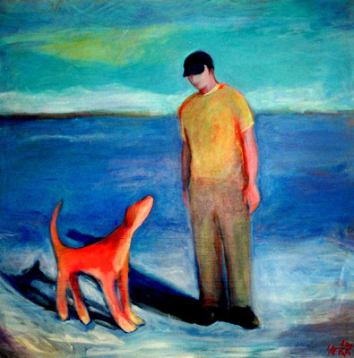 Markus und Gustl, 2000, Acryl auf Leinwand 100x100