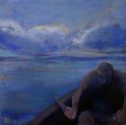 Ruderer, 2001, Acryl auf Leinwand 100x100