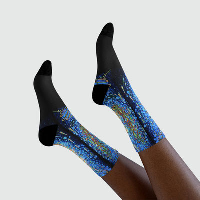 Socken Diving to Universe Sublimation Crew Socks (EU) Kunstdrucke Socken für Männer Frauen Socken Geschenk mit Drucke Socken psychedelische UV Design Socken