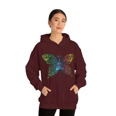 Sweatshirt Schmetterling Frau in Meditation Hoodie Unisex Kapuzen Sweatshirt Kunstdrucke Hoodie Ästhetischer Hoodie für Männer Frauen Sweatshirt Tier 