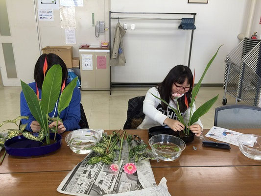 花材１／ヘリコニア⓷　ガーベラ③　ゴッドセフィアナ⓷　