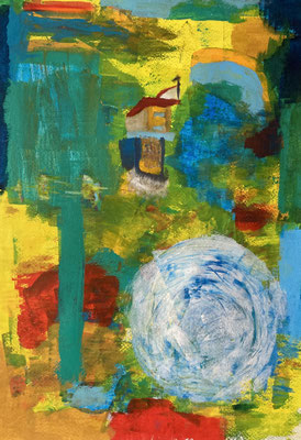 Floating 2025 51.5cm × 36.4cm acrylicpainting