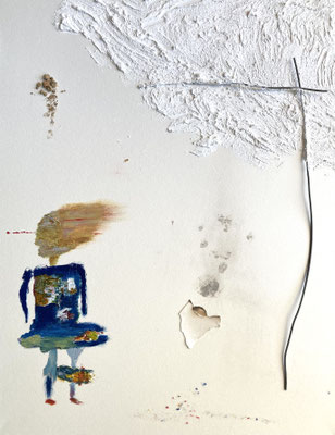 Dissolve 2025 41cm×31.8cm acrylicpainting, wire,  soil, plaster, aluminum plate