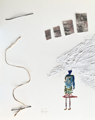 Under an Unnamed Influence 2026 41cm×31.8cm acrylicpainting, wire, plaster, twine. aluminum