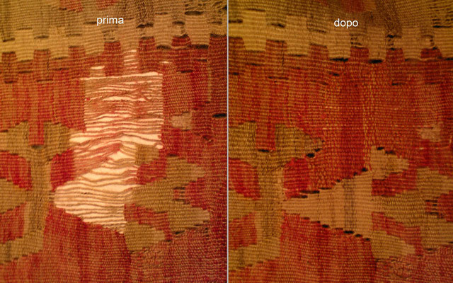 Prima e dopo riparazione tappeti Monfalcone-restauro kilim vecchio consumato -Riparazione kilim Udine 