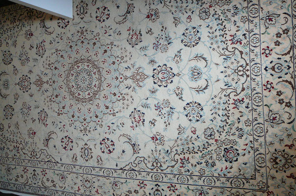 Negozio Tappeti udine, tappeto nain persiano originale extra fine 6 la lana misto seta con disegno floreale lajak toranj