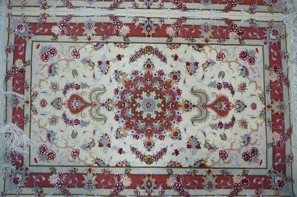 Tappeto persiano Tabriz extra fine 60 raj lana misto seta misura scendiletto copia uguale, misura circa 90x60