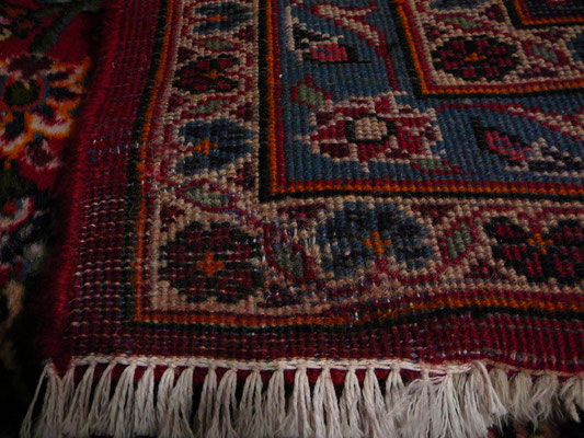 Restauro tappeti orientali Udine, tappeto kashan grande dopo di riparazione tabriz carpet Udine