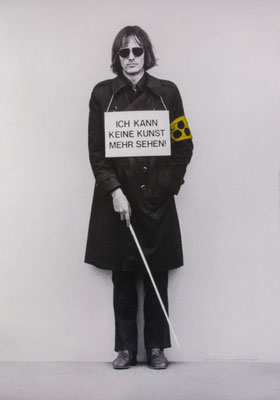 Provokativ: Timm Ulrichs mit "Ich kann keine Kunst mehr sehen", 1968. Foto: PR/Ludwiggalerie/ © VG Bild-Kunst, Bonn 2025