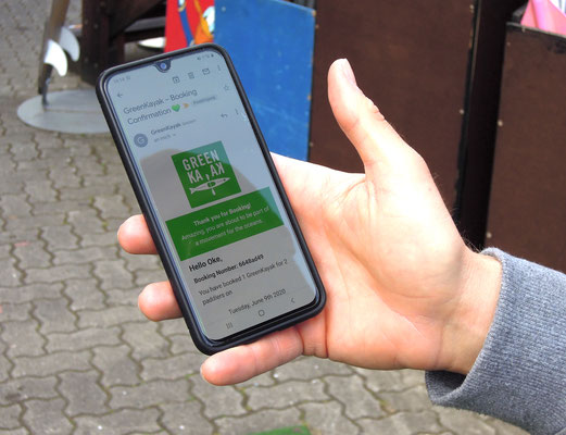 GreenKayak: mit der entsprechenden App kann man „sein“ Kajak buchen und vor Ort bei der jeweiligen Bootsvermietung einchecken. Foto: Christoph Schumann, 2020