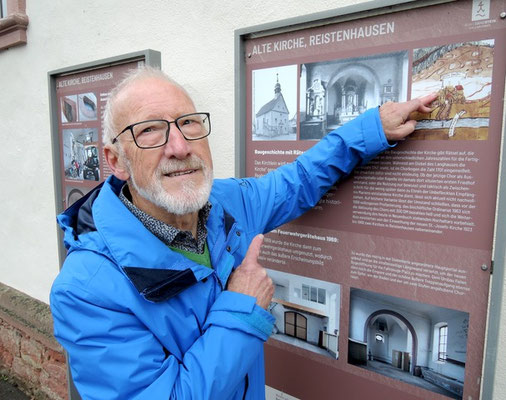 Peter Mayer ist der Initiator der Bundsandstein-Ausstellung und des Buntsandstein Erlebniswanderwegs in Churfranken. Foto: Christoph Schumann, 2025