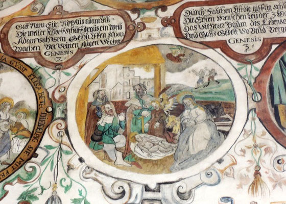 Gemalte Bibel: mittelalterliches Kunstwerk in der Martinskapelle in Bürgstadt. Foto: Christoph Schumann, 2025