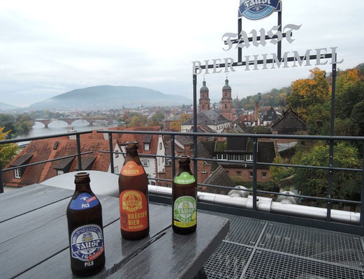 Vom Dach der lokalen Brauerei "Faust" aus hat man einen weiten Blick über Miltenberg und den Main. Foto: Christoph Schumann, 2025