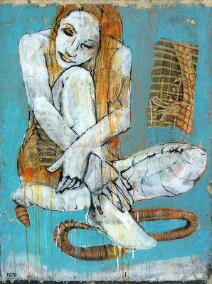 "Eva und der Regenwurm...die Rippe Adams?", 108x85cm