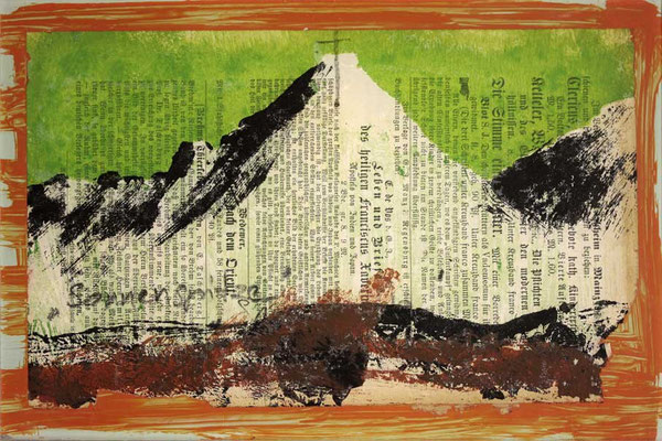 "under a mountain...Nr.14" | mixed media auf Acrylglas | 24x18cm