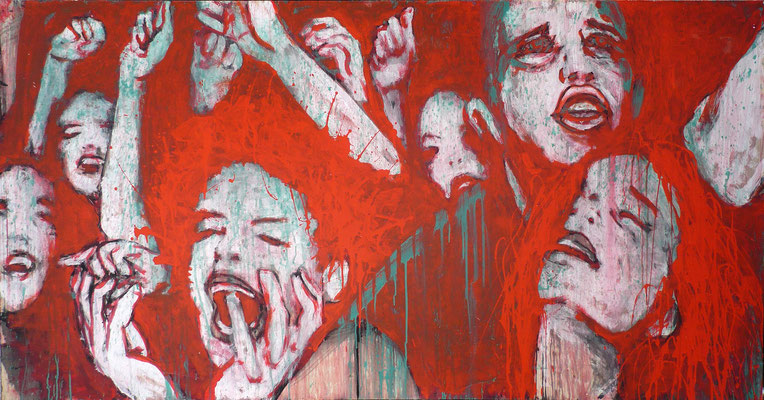 "Biedermann und die Brandstifter 3", 182x72cm, verkauft