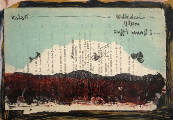 "under a mountain...Nr.19" | mixed media auf Acrylglas | 24x18cm