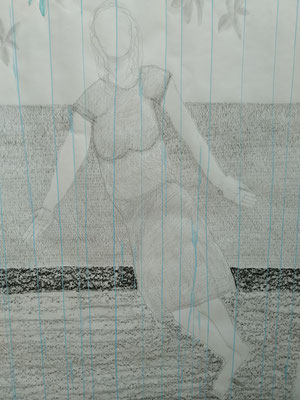 Frau in grau  Mischtechnik auf Papier  140 x 100 cm