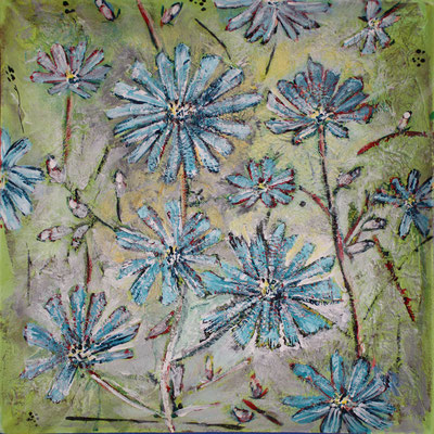 Akryl auf Teller aus Zuckerrohrfaser, 18 x 18 cm, Susanna Schürch 2020