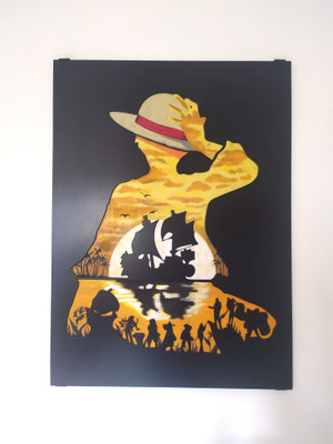 One Piece tableau peinture bois et métal