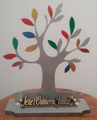 Plaque funéraire arbre de vie, déco en métal cimetière, artisan créateur Hautes-Alpes