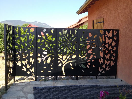 panneau décoratif extérieur, panneau déco métal, Hautes-Alpes, métallerie décorative jardin