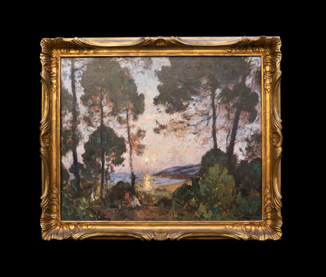 A6  Paul CHARAVEL    (1870- 1961) - Ecole Française -   HSP 73 x 60 et 85 x 73 encadré  Essentiellement collections privées. Musées Menton, Montpellier, St Etienne  La baie des Canoubiers à Saint Tropez  Signé en bas à droite - Bénézité   2 000 €