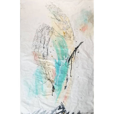Savior In The Wave / 34"x22" / Unframed Acrylic on Tracing Paper/ AVAILABLE