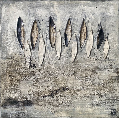o.T., 50 x 50 cm, mixed media collage on canvas, 2024