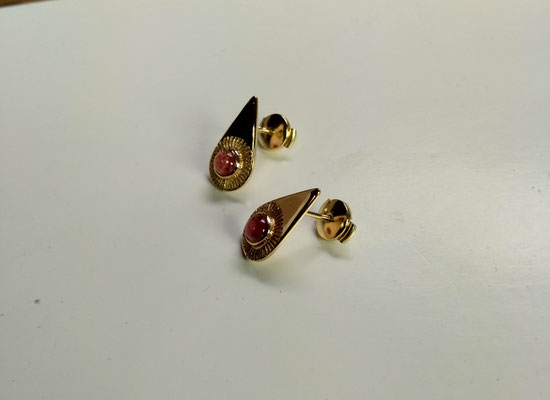 Boucles d'oreilles "Soleil" - Or rose 750 et Tourmalines