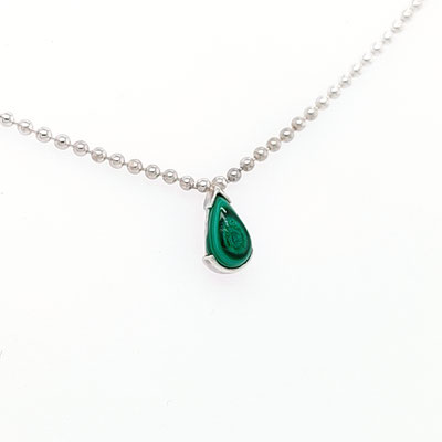 Collier "anniversaire" - Malachite goutte et argent 925