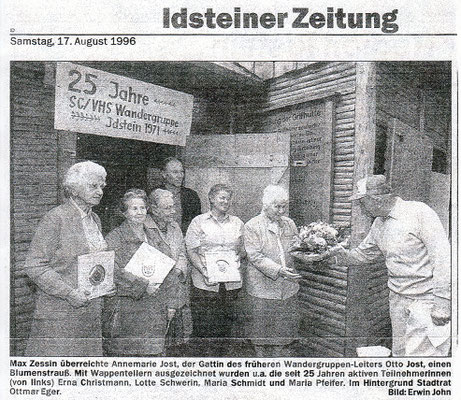 25 Jahre SC / VHS Wandergruppe . Feier an der Grillhütte