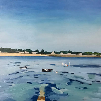 La cale, huile sur contreplaqué, 20x20cm, 2023, collectionné